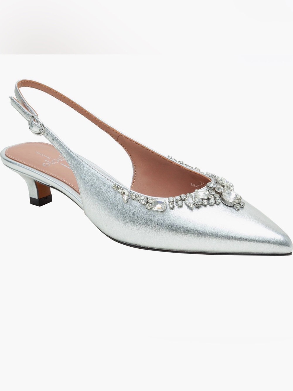 Paolo Silver Crystal-Embellished Pointed Slingback Mule